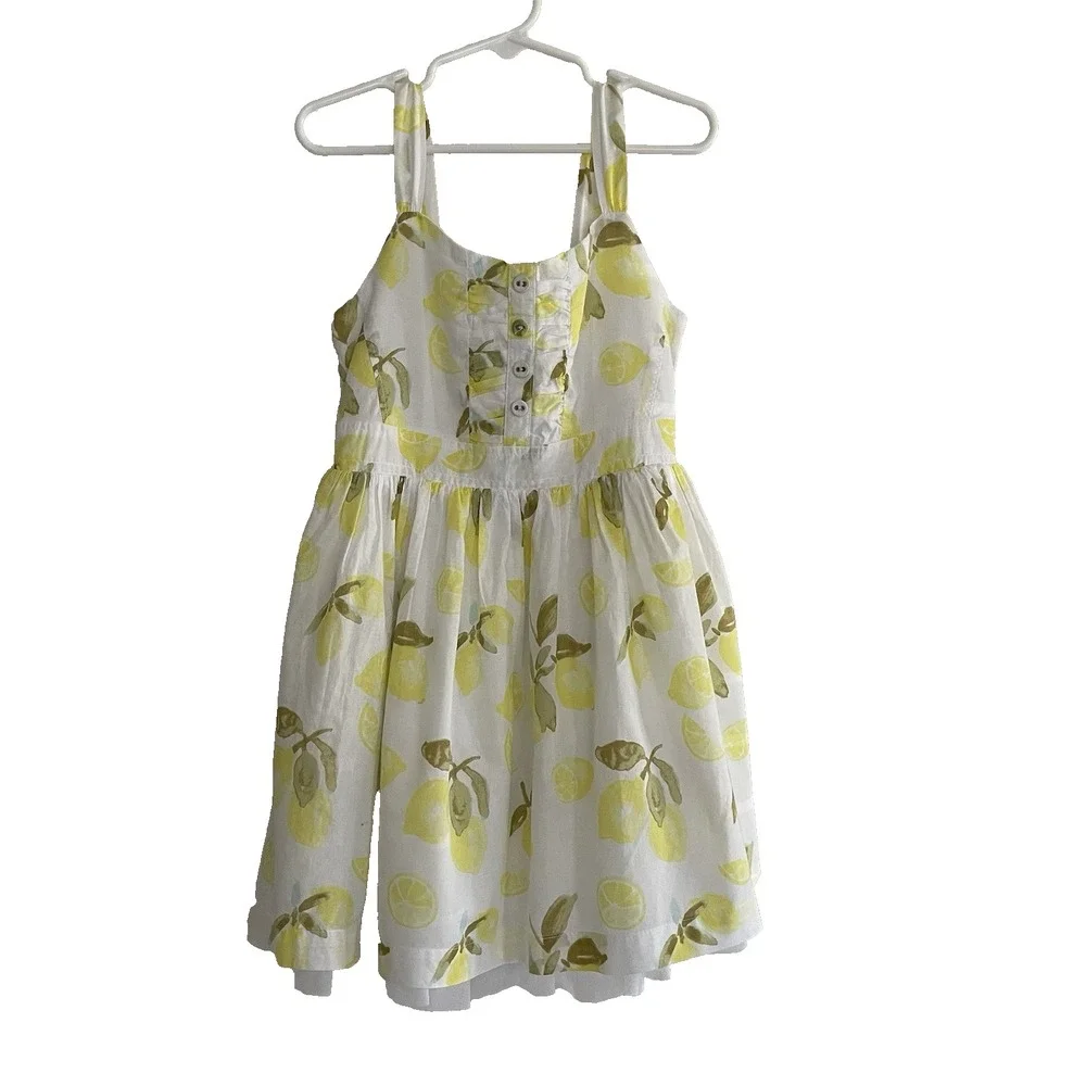 Girls Dresses‎ Set 3 White Floral Lemon Embroidered Ruffle Cap Sleeve Size 6/6x